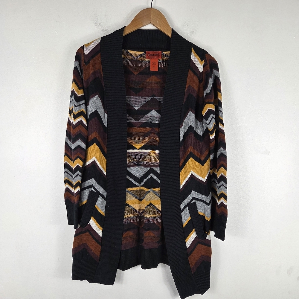 Missoni for Target Chevron Striped Knit Open Front Y2K Long Cardigan Sweater